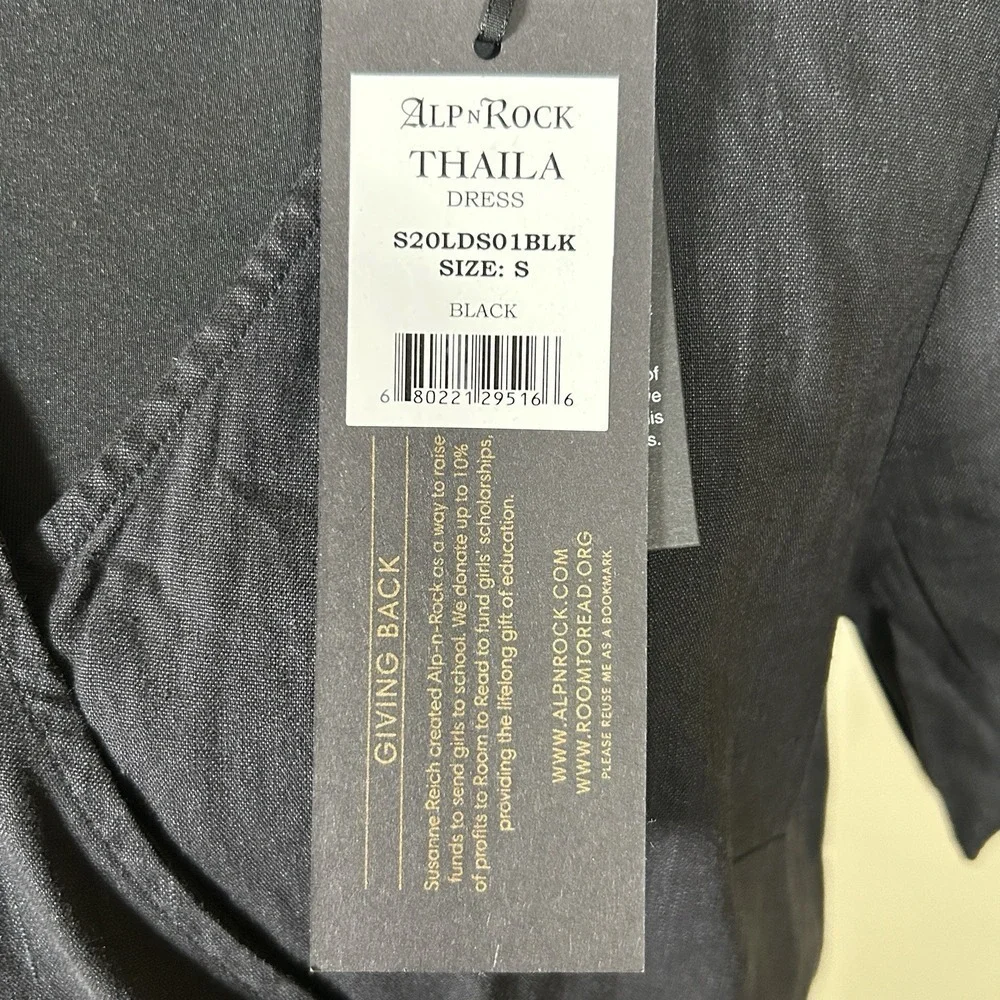 NWT Alp N Rock Thalia Wrap Linen Blend Dress Black Size S